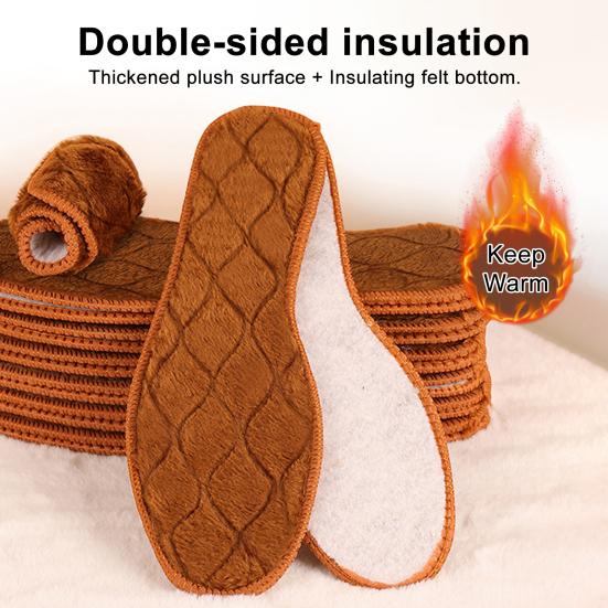 2 Pairs Fall Winter Shoe Insoles Thickened Warm Cozy Insoles for Men Women Cold Weather Foot