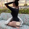 Slim Ladies Sexy Bodysuit Solid Fashion Skinny Bodycon Women Bodysuit Long Sleeveles O-Neck Casual Black Beige Female Bodysuit