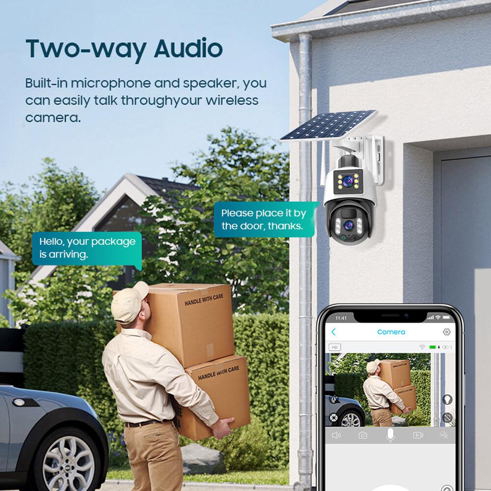 Уличная камера видеонаблюдения, солнечная батарея, 4G SIM, 6 МП, двойной объектив V380, 360 PTZ, 12000 мАч, аккумулятор, беспроводной IP-монитор ночного видения