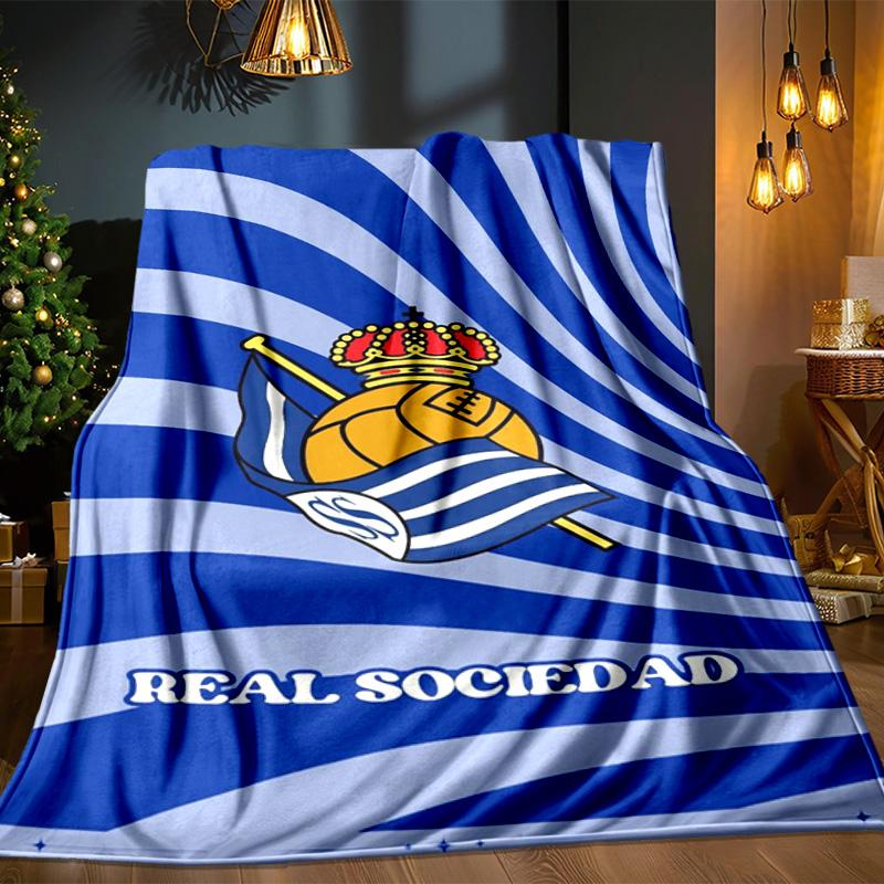 Real Sociedad Blanket Outdoor Flannel Blanket for Camping, Hiking, Garden Parties, Picnic Essentials,gift for family and friends