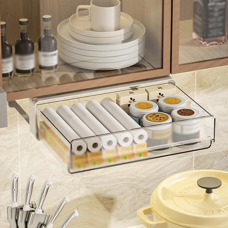 Large Capacity Under Desk Drawer Under Desk Storage Box for Desk Dormitory Home Organizer Punch Free Hanging Storage Box