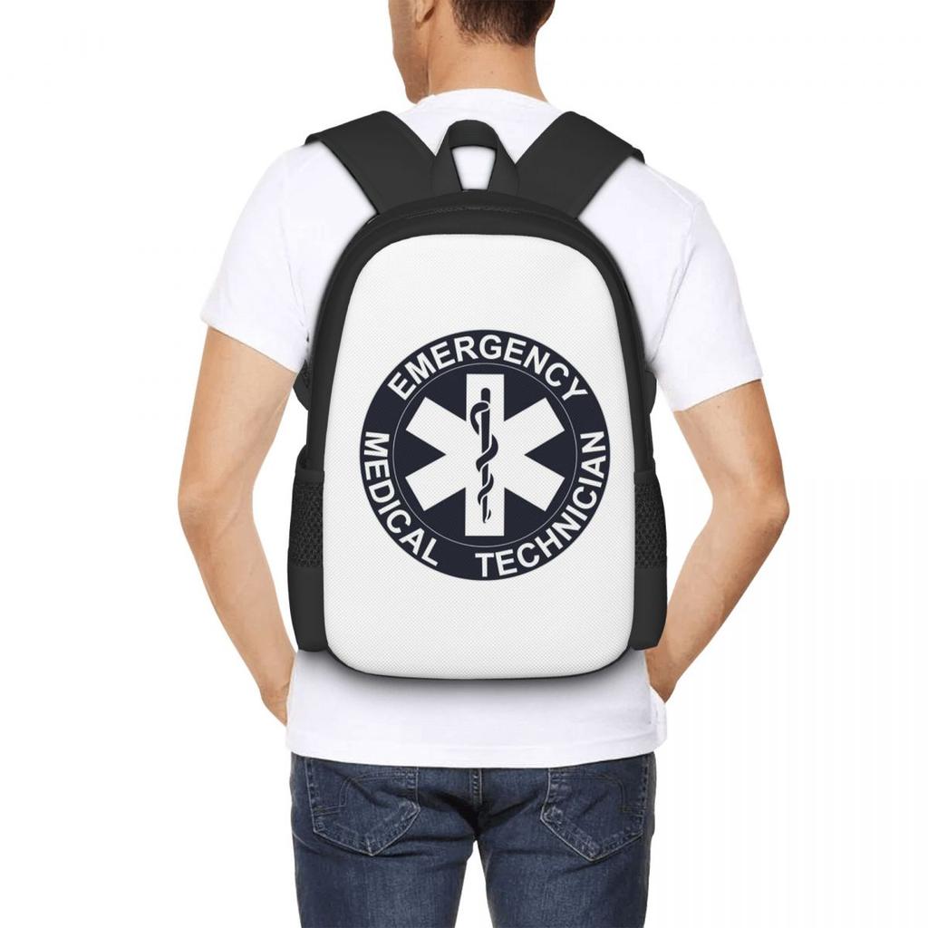 Emt Star Of Life Emergency Medical Student Backpack School Bag Hiking Travel Daypack for Boys Girls Bookbag Shoulder Bags