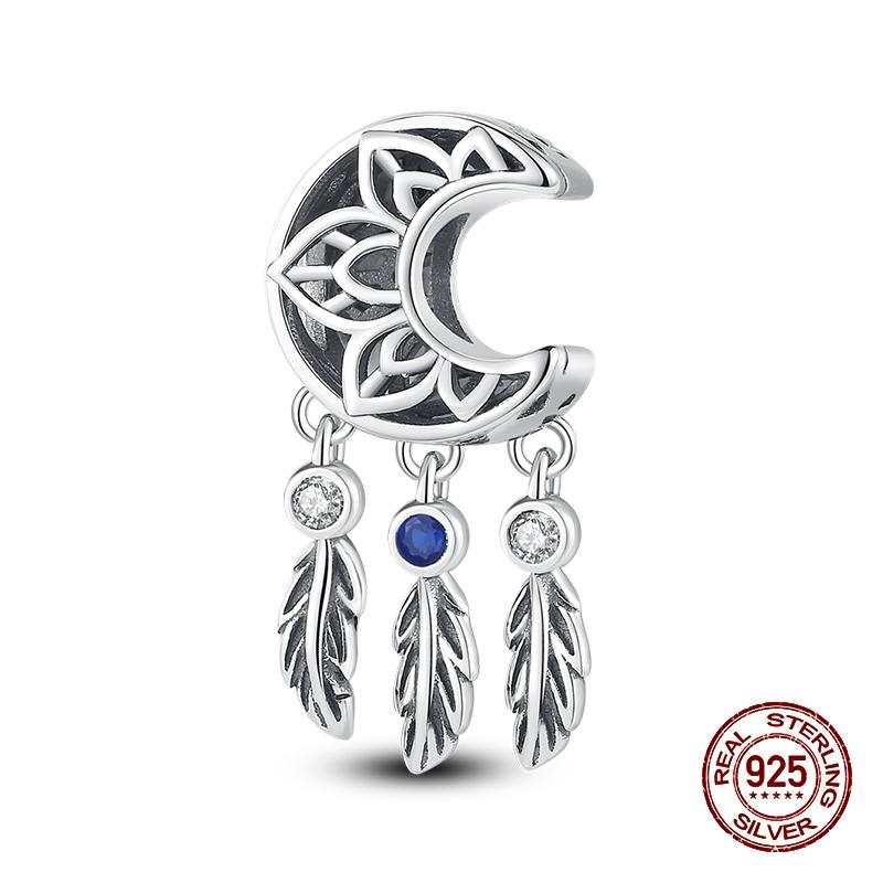 100% оригинальное серебро 925 пробы с перьями, красочные подвески в виде ловца снов, подвески, подходят для оригинальных браслетов 925, ювелирные изделия своими руками