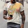 Men T-shirt Retro Map 3D Printed Men's Fashion Personality Short Sleeve Summer Cool Streetwear Oversized Tops