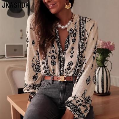 Женские модные повседневные весенне-осенние блузки и рубашки с v-образным вырезом с длинными рукавами