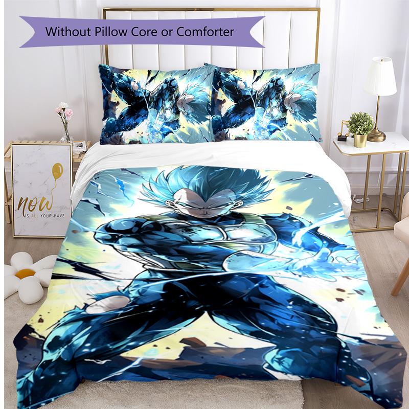 Vegeta Pattern Printed 3PCS Bedding Set, Soft Skin-Friendly Washable Duvet Cover & Pillowcases Set
