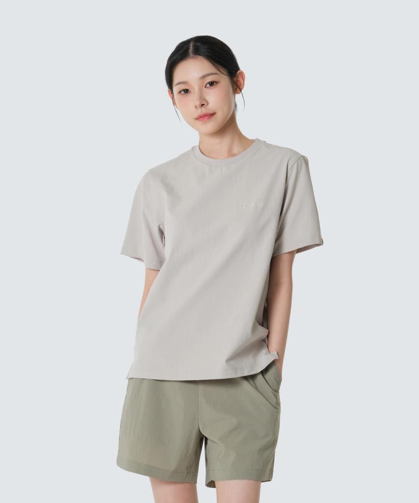 SNOWPEAK APPAREL Классическая тканая женская футболка с коротким рукавом (S26Mwtts17) Песочно-бежевый