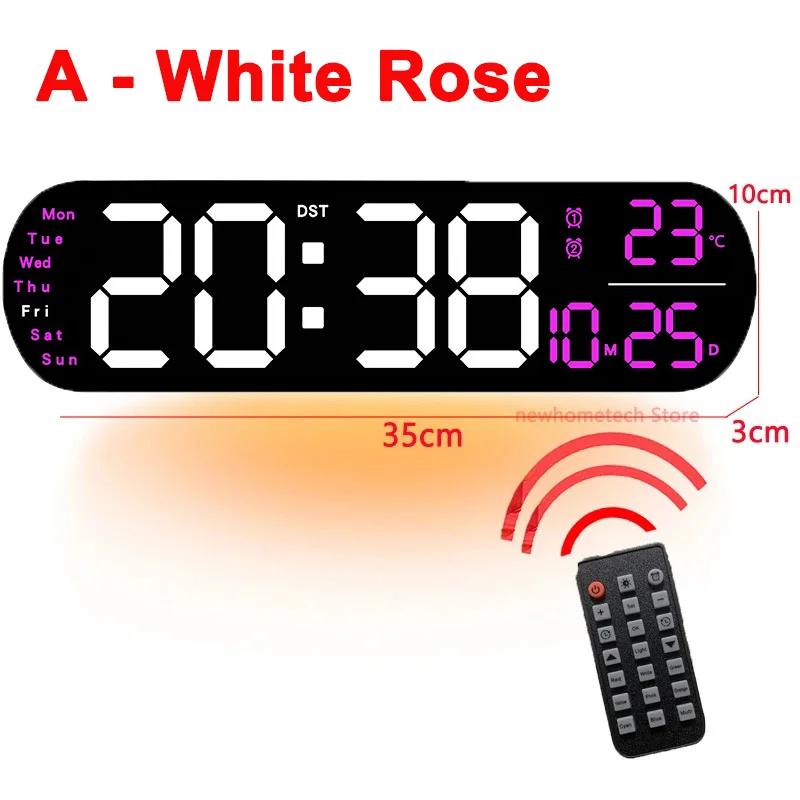 Digital Wall Clock Large LED Screen Temperature Humidity Display Electronic Alarm Clock Creative Home Decoration Remote Control