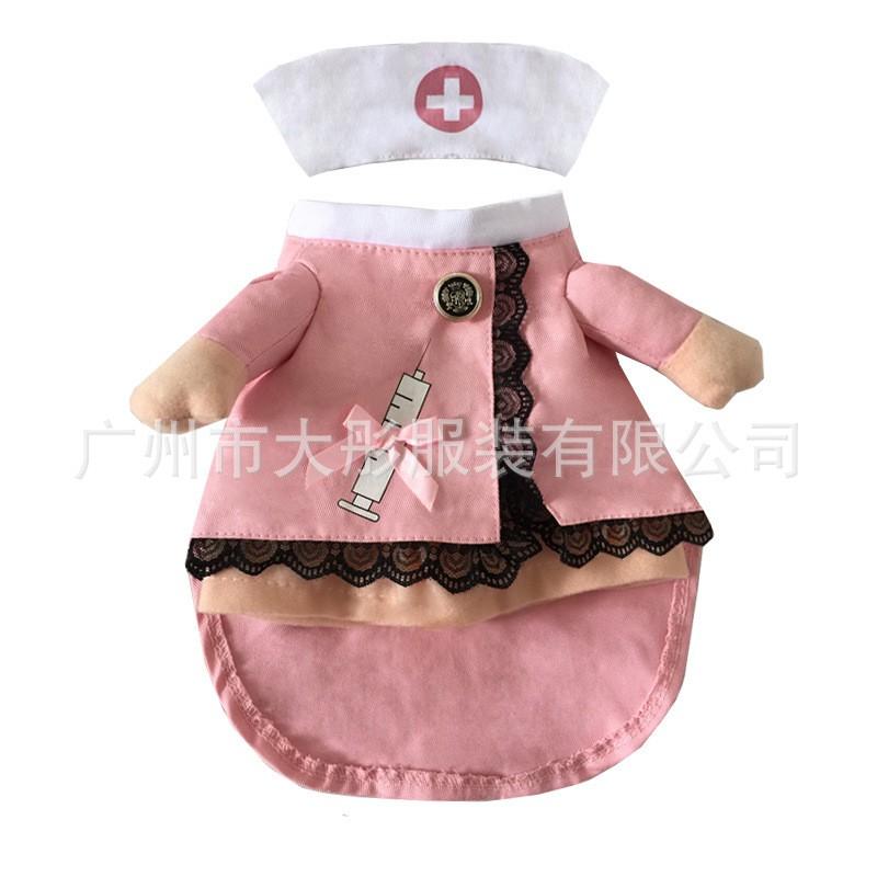 Pet Costume Cat Dog Nurse Outfit Halloween Fancy Dress Cotton Animal Clothing XS S M L XL