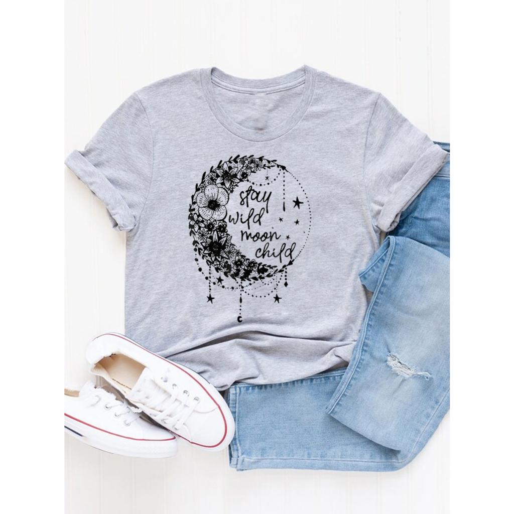 Women's Fashion Short-sleeved Casual T-shirt Clothes Summer  Clothing Ladies Print Graphic Tops
