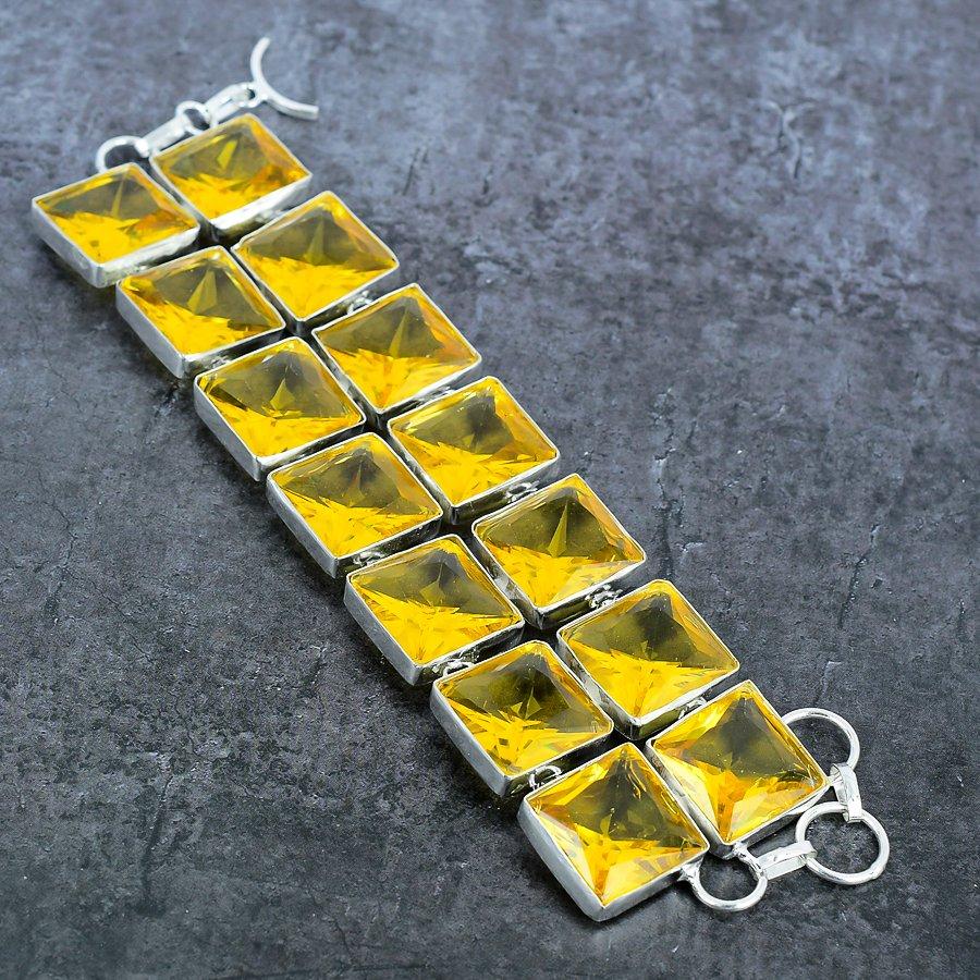 Браслет из цитрина из серебра 925 пробы 7-8 дюймов