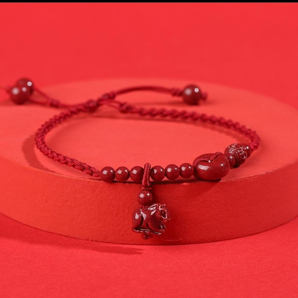 Мужской и женский браслет на щиколотку с натуральными цепочками из киновари и красной веревки, женский браслет на щиколотку для девушки