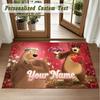Crystal Velvet Square Rug Custom NameMasha and the Bear Pattern Non Slip Home Floor Decor Rug