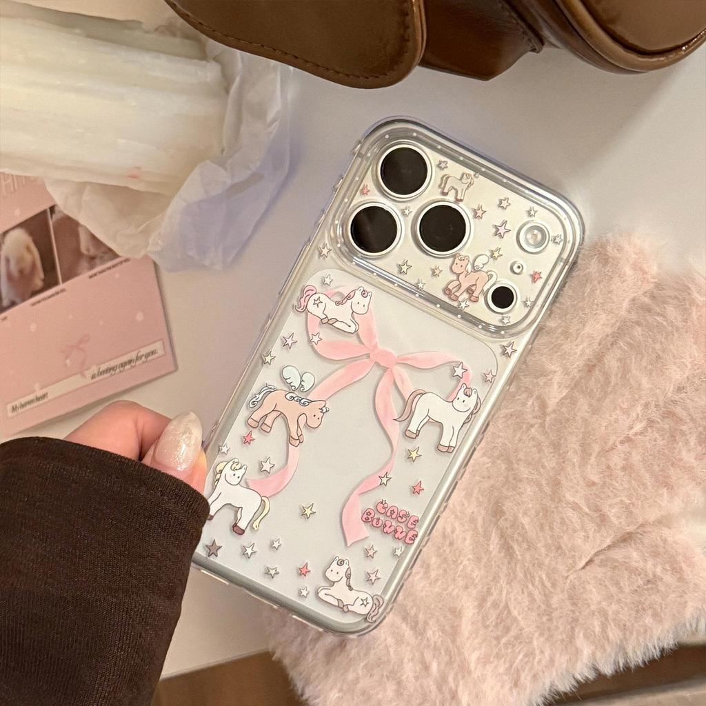 Розовый Пони с Бантом Чехол для Телефона для iPhone 16, iPhone 17, iPhone 17 Pro Max