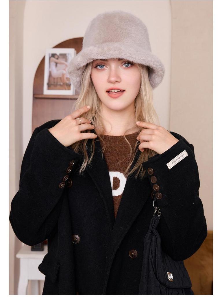 Женская плюшевая шляпа-рыбачка из искусственного меха - Теплая, стильная и универсальная для осени и зимы