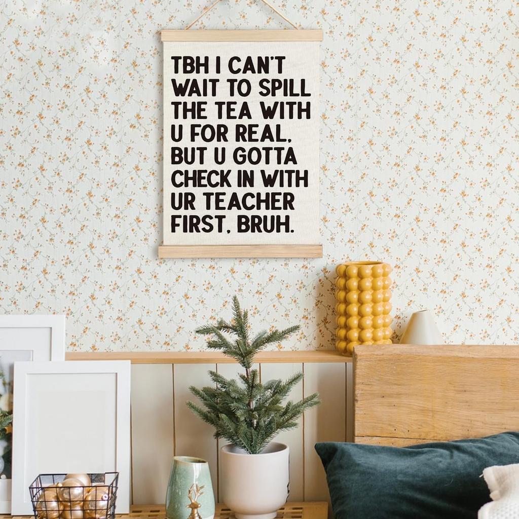 RYYCDOI Middle High School Classroom Wall Decor, Tbh I Can't Wait to Spell the Tea Funny Classroom Wall Art Poster, 12x16 Inches