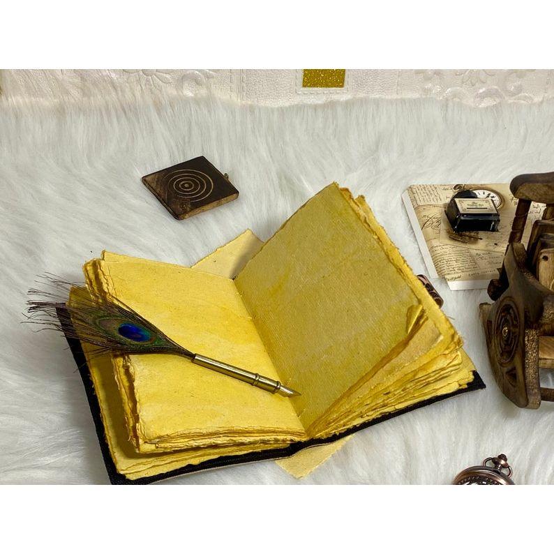 Blank Spell Book of Shadows Handmade Vintage Leather Journal Junk Journal Luma Moth Journal Spell Book Leather Gifts for Men and Women