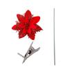 Glitter Poinsettia 5.5 Inch Artificial Flower Christmas Clip Stem Christmas Tree Ornaments For Wedding Party Wreath Decoration