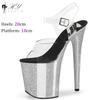 Модные 20 см Высокие Каблуки Сексуальные Платформы Сандалии Стриптиз Обувь для Танцев Женские Свадебные Разноцветные Большие Размеры Женские Сандалии Лето