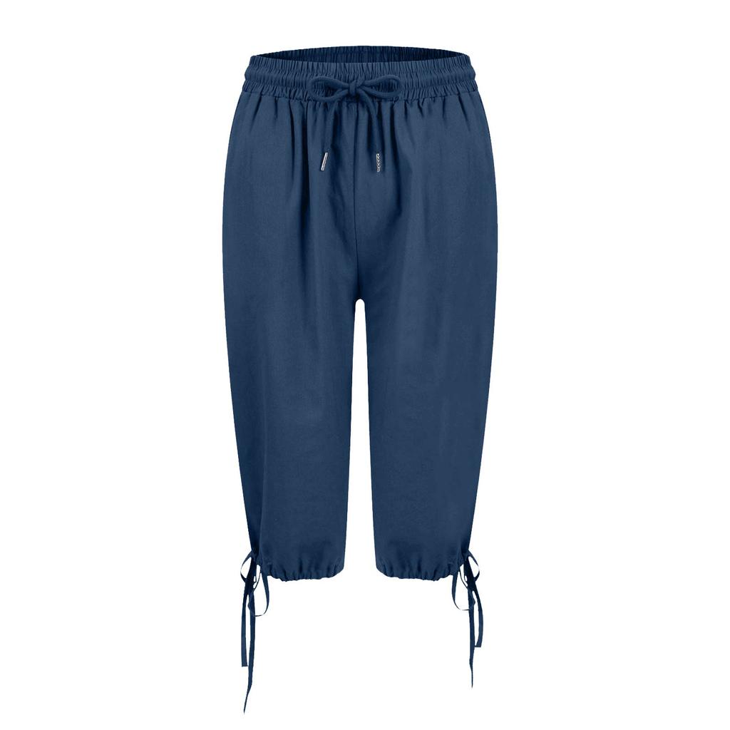 Женские повседневные брюки с эластичным шнурком и карманами, повседневные брюки с пятью брюками на шнуровке