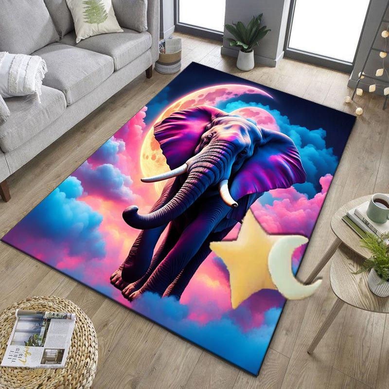 Ethereal Elephant Under The Moon Office Rug Chair Mat, Entryway Carpet, Suitable for Front Door, Bedroom, Living Room, Desk, Holiday Gift