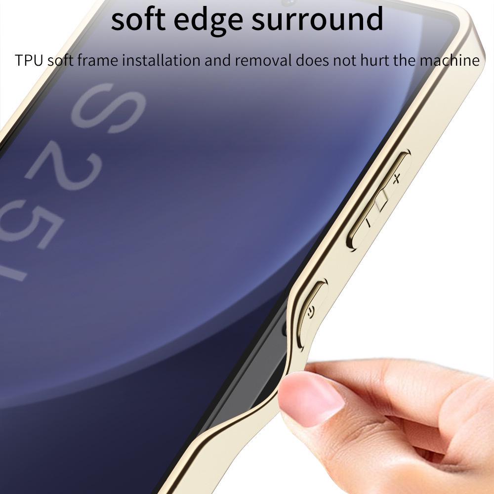Электроплакированный кожаный чехол для телефона Samsung S25 Ultra с защитой от падений и защитой объектива