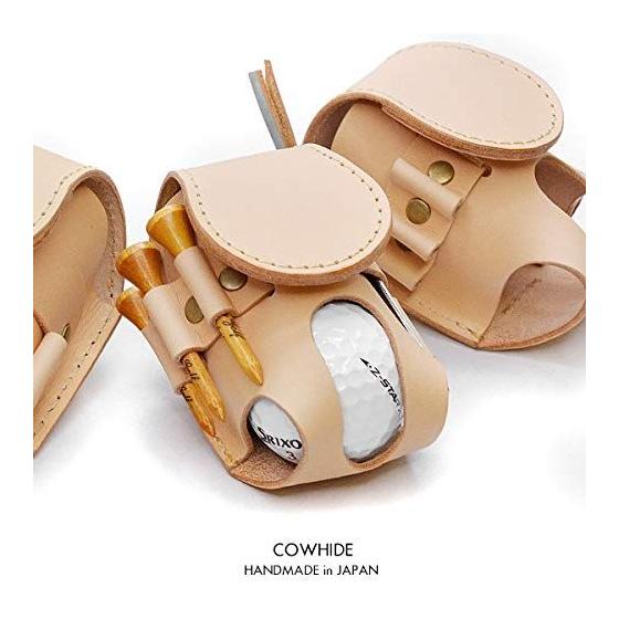 Used New [SIDE7] Golf Ball Holder Golf Ball Case Ball Case Tee Case Tee Storage Holder Golf Men's Women's Genuine Leather Made in Japan (Natural)