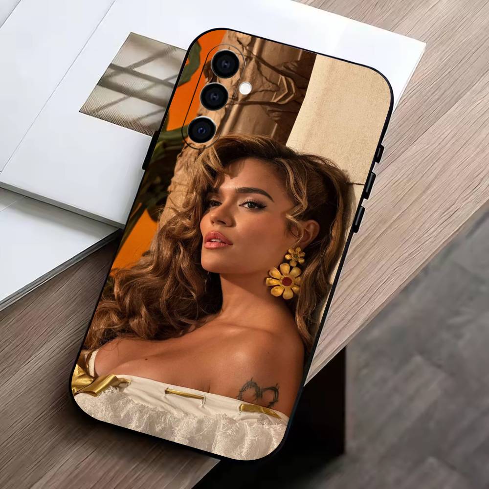 Singer K-Karol G Amargura Phone Case Black Silicone Soft For Samsung Galaxy A73,A72,A71,A70,A53,A52,A51