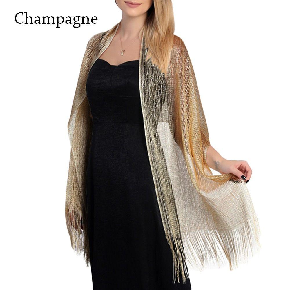 Bridesmaid Temperament Golden Silvery Wire Bridal Shawls Wedding Scarf Dresses Shawls Evening Scarf