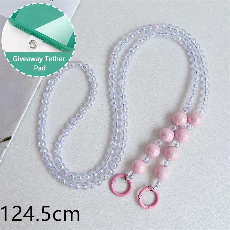 Универсальный ремешок для телефона через плечо с бусинами, длинные шейные ремешки, чехол для телефона с защитой от потери и нашивкой для iPhone, Samsung, Xiaomi