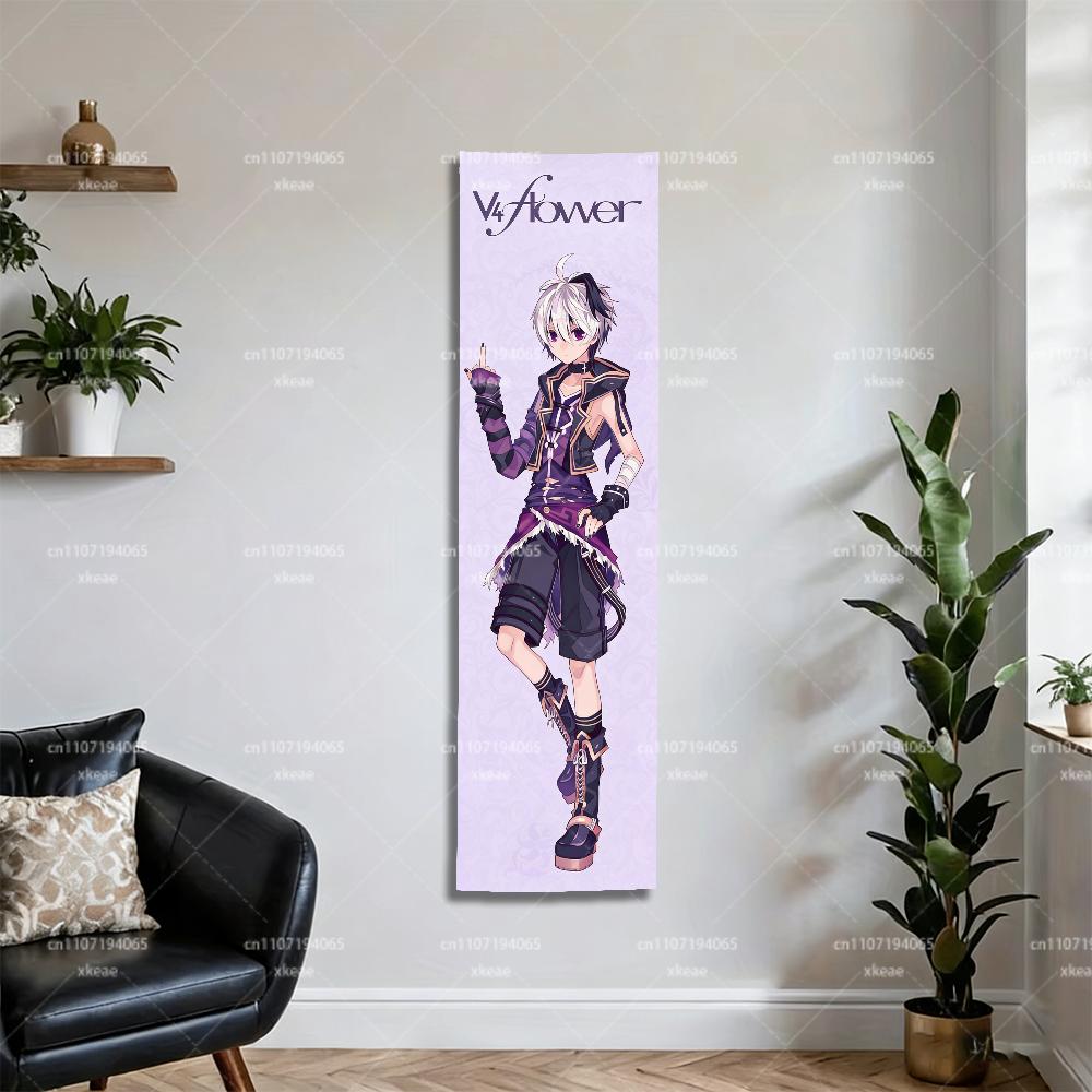 1 шт. Тканевое панно V4 Flower Vocaloid, Вертикальное настенное панно с аниме-певицей, Фиолетовый отаку-декор для спальни и игровой комнаты, Печатное