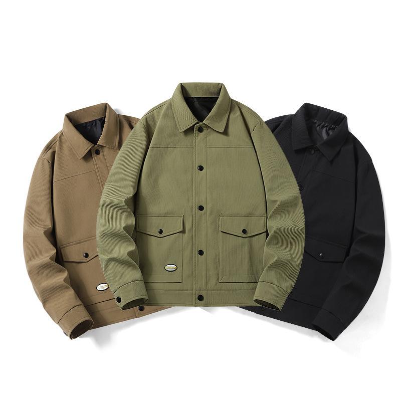 Куртка большого размера на осень Куртка мужская куртка с лацканами Воротник Повседневная свободная куртка