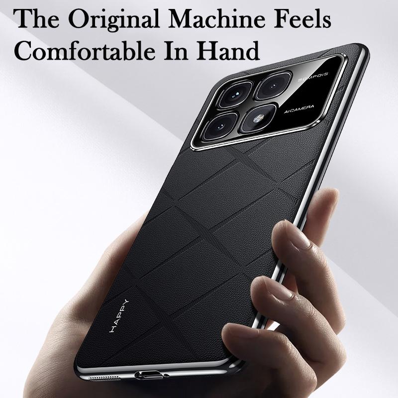 Роскошный кожаный чехол для телефона Xiaomi 14T Plating Camera Lens Ptotection Hard Back Cover Shell 14T