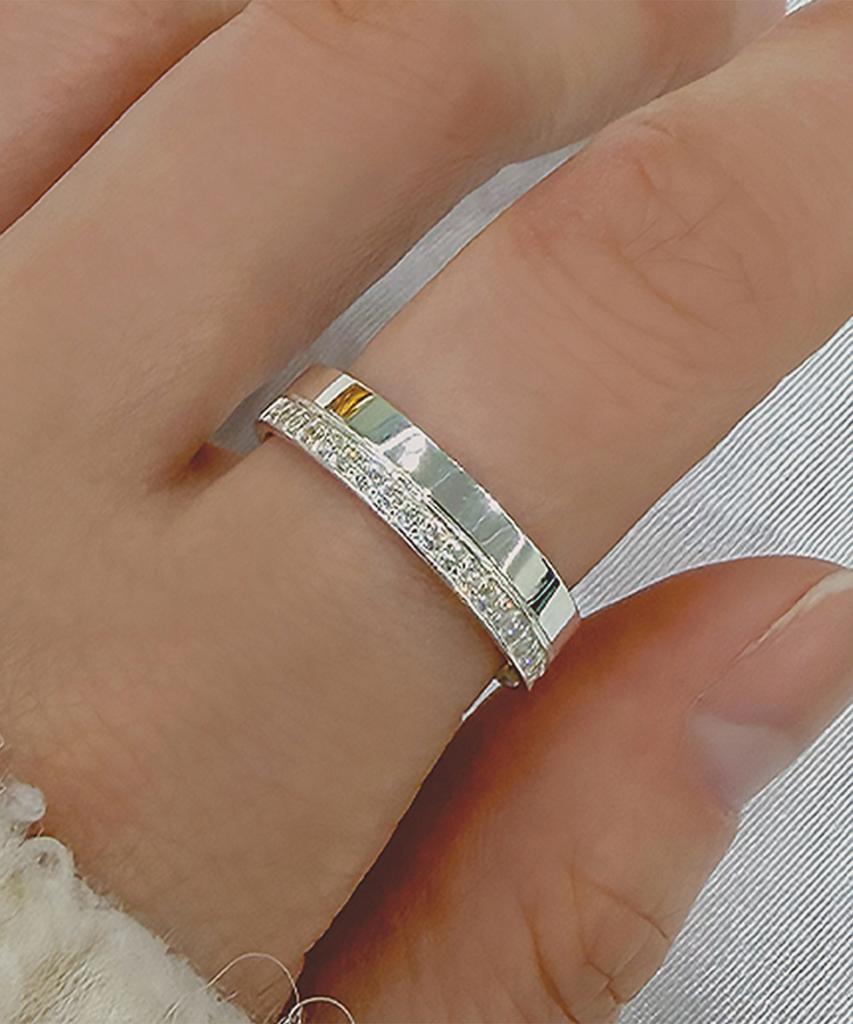 Кольцо Helene Jewelry из серебра 925 пробы с плоской поверхностью и кубическим цирконием (Тип C)