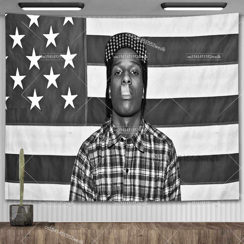 ASAP Rocky Live Love Флаги Rakim Mayers Курящий Настенное панно Альбомные плакаты Декор Мем Гобелен Декор комнаты Эстетичные гобелены