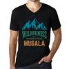 Мужская винтажная футболка с рисунком V-образным вырезом Wilderness MUSALA Deep Black