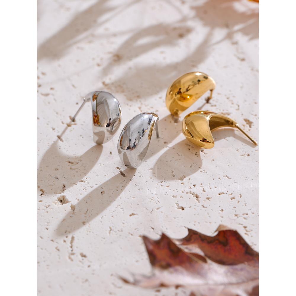 Eetit Серьги из нержавеющей стали 316L в форме буквы C, полупустые, гладкие, металлические, для повседневной носки, модные ювелирные изделия, аксессуары