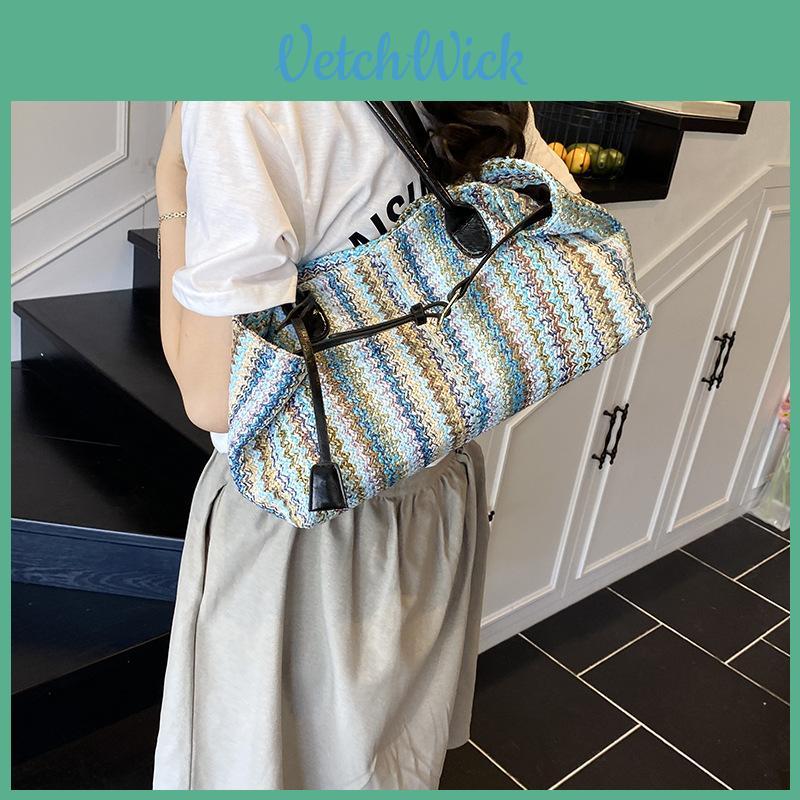 Large Capacity Grass Weaving Handbag With Inner Pocket For Beach Days