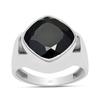 925 Sterling Silver Natural Black Onyx 12 Mm Cushion Cut Gemstone Ring For Unisex