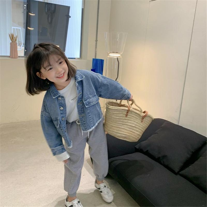 Девочки Весна однотонные свободные повседневные джинсовые куртки милые удобные топы