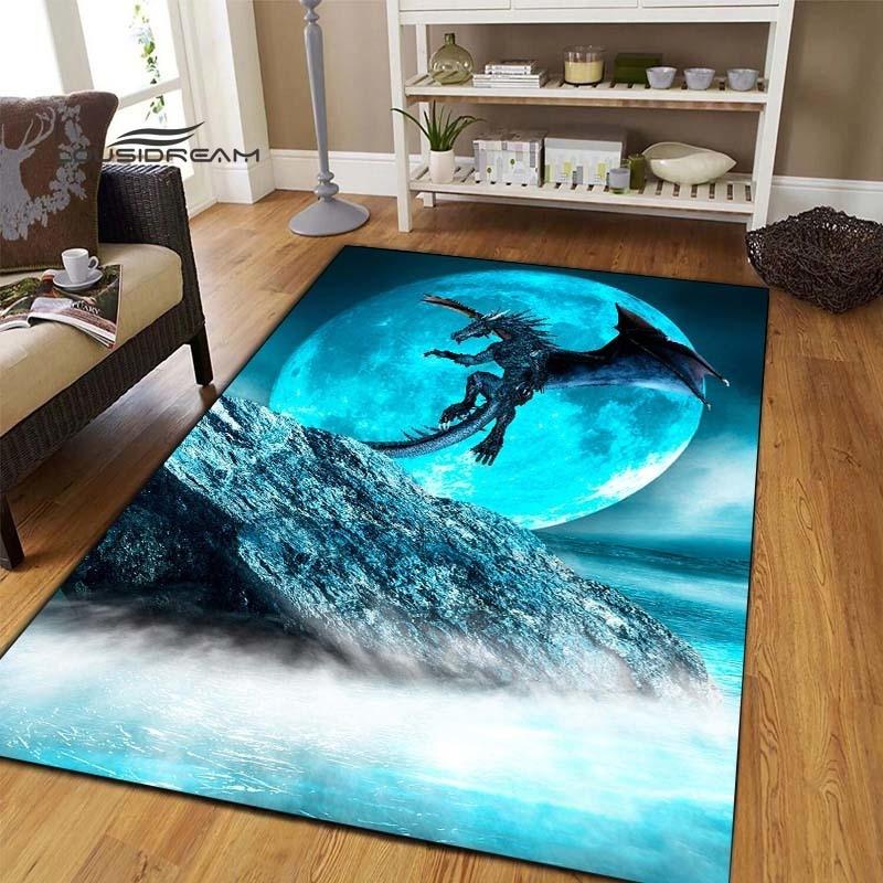 Коврики с темным драконом, модный 3D-печать, фантазийный дракон, гостиная, спальня, большой мягкий ковер, домашний коврик для детской комнаты, напольный коврик