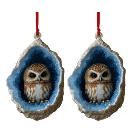 Geode Animal Decoration 2D Acrylic Forest Crystal Cave Little Animals Christmas Hanging Ornament for Xmas Tree Decor