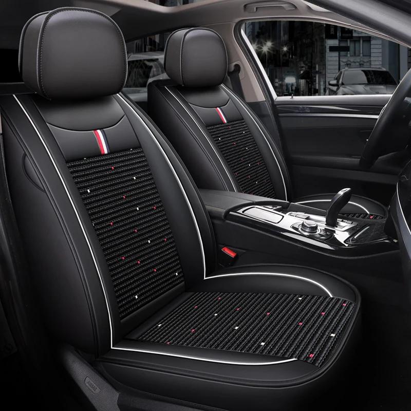 Высококачественные кожаные и ледяного шелка 3D чехлы на сиденья автомобиля с полным покрытием на 5 мест - Универсальная посадка, Дышащие, Противоскользящие, Легко установить