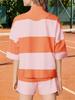 Women's Two Piece Striped Sweatshirt and Shorts Set Summer Matching Lounge Tracksuit
