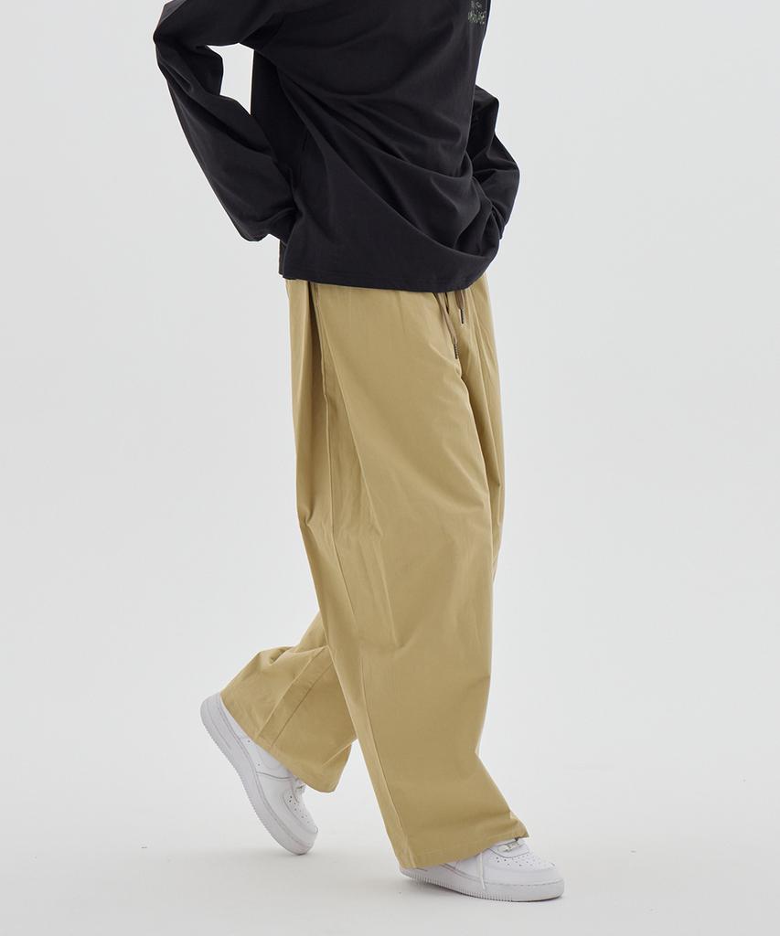 URBANAGE [2Pack] Balloon Fit Curved Pintuck Cotton Elastic Waist Pants_5Color (Type A)