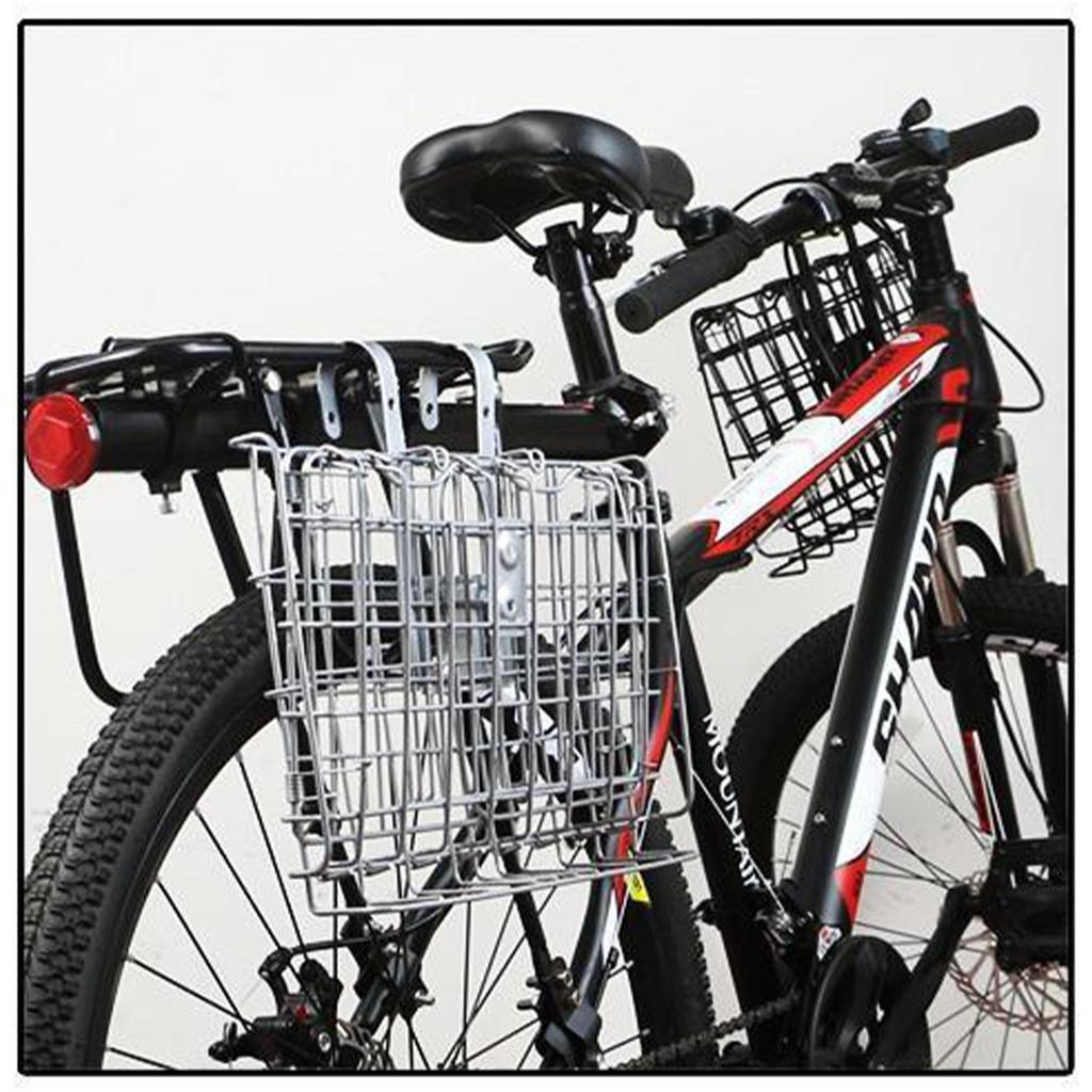 Bike Basket, Heavy-Duty Metal Wire Bicycle Basket with Hooks, Quick Install, Rust-Resistant, Large Capacity for Grocery Shopping Pets Daily Commuting