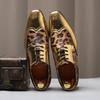 Fashion Luxury Shoes for Men Wedding Party Nightclub Leopard Patent Leather Patchwork Fashion Mens Brogue Derby Shoe Men Lace-up Flats