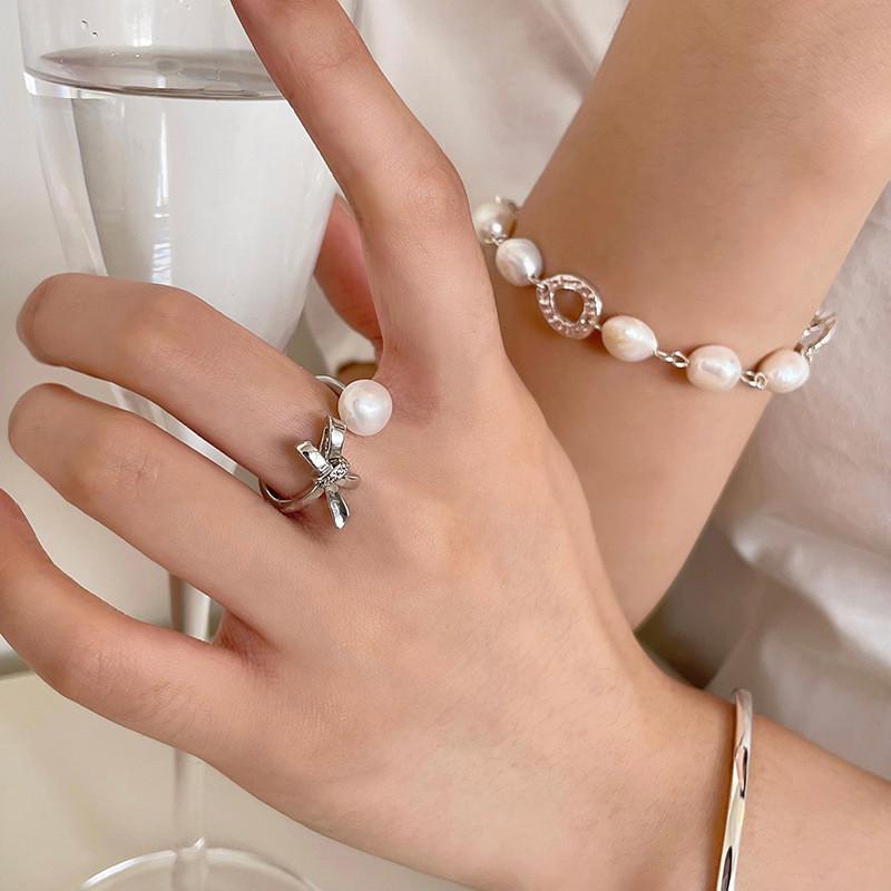 Elegant Butterfly Knot Ring For Women With Adjustable Size Chic Pearl Design For 2023 Spring Fashion