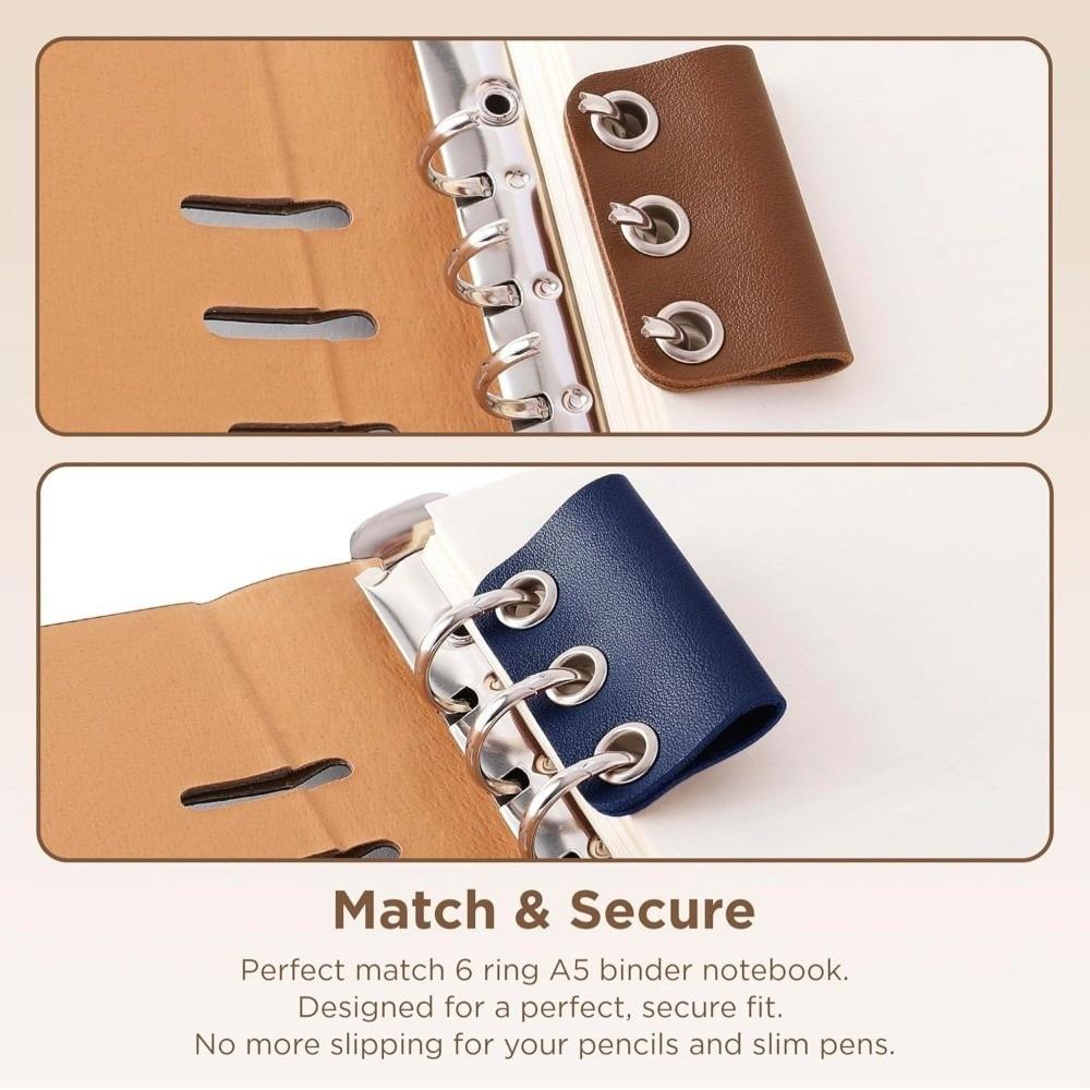 PU Leather Pen Holder Loose-leaf Pen Fixed Clamp Portable Notebook Pen Accessory  for Home School