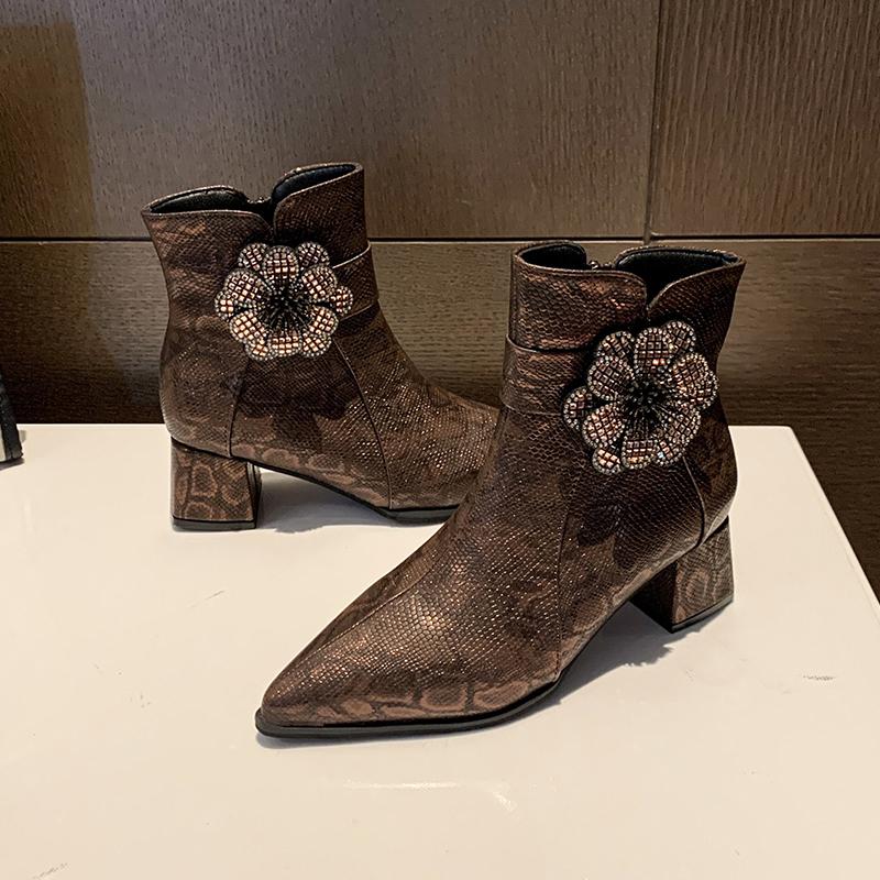 2024 Роскошные ботинки челси Женские кожаные женские ботинки Толстая зимняя обувь Ботинки на толстом каблуке